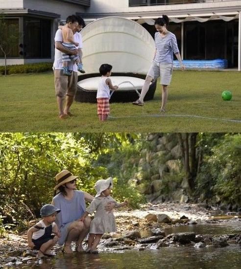 李英爱双胞胎子女豪宅曝光 院内溪水假山颇自然
